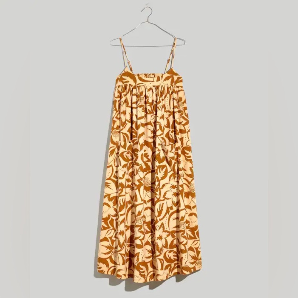 Madewell Linen-Blend Cami Midi Dress in Tropicale Floral - Size Small